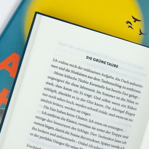 Buchcover und Innenansicht für das Buch: Der letzte Sommer der Tauben