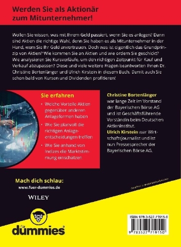 Buchcover und Innenansicht für das Buch: Aktien für Dummies