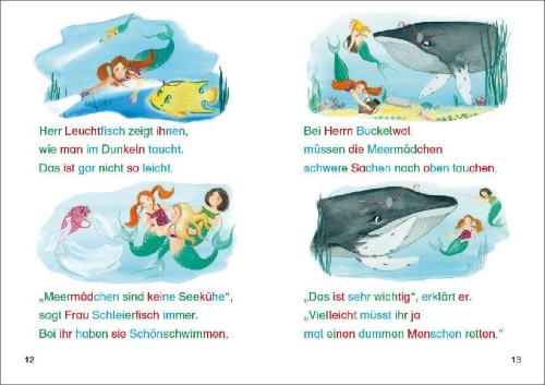 Buchcover und Innenansicht für das Buch: Die besten Silbengeschichten zum Lesenlernen für Mädchen 1. Klasse