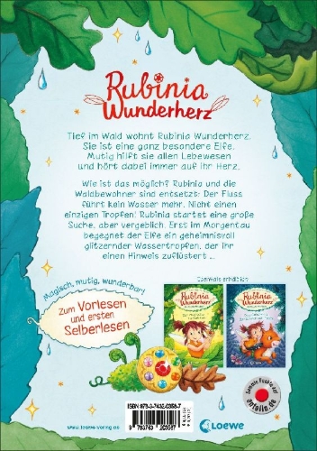 Buchcover und Innenansicht für das Buch: Rubinia Wunderherz, die mutige Waldelfe (Band 3) - Der verschwundene Fluss