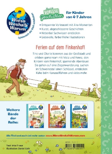 Buchcover und Innenansicht für das Buch: Wieso? Weshalb? Warum? Meine Vorlesegeschichten, Band 4 - Was entdecken wir auf dem Bauernhof?