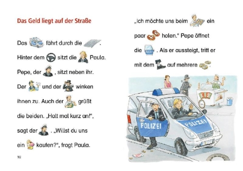 Buchcover und Innenansicht für das Buch: Lesenlernen in 3 Schritten - Die schönsten Polizeigeschichten