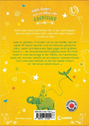 Buchcover und Innenansicht für das Buch: Adele und das Haustiergeheimnis (Band 5)