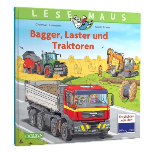 Buchcover und Innenansicht für das Buch: LESEMAUS Sonderbände: Bagger, Laster und Traktoren  - Alles über Fahrzeuge
