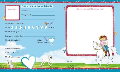 Buchcover und Innenansicht für das Buch: Bibi & Tina: Meine Kindergartenfreunde