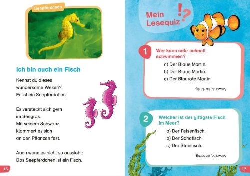 Buchcover und Innenansicht für das Buch: WAS IST WAS Erstes Lesen easy! Tiere im Meer