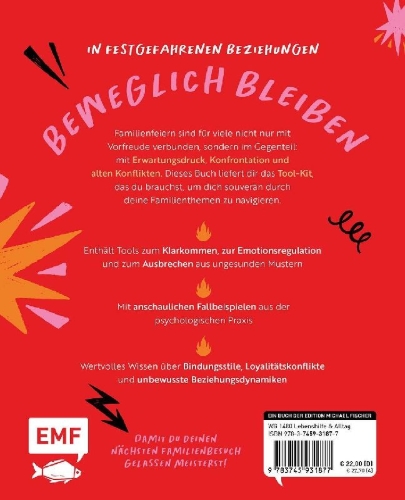Buchcover und Innenansicht für das Buch: FamilienFIRE und andere Triggertage - Wie du weich landest, wenn du in alte Beziehungsmuster zurückfällst.