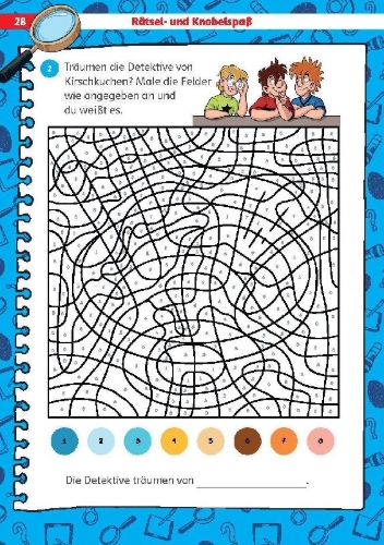 Buchcover und Innenansicht für das Buch: Die drei ??? Kids: Mein Deutschblock 2. Klasse
