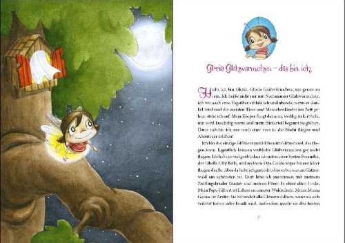 Buchcover und Innenansicht für das Buch: Gloria Glühwürmchen (Band 3) - Zauberhafte Glitzernächte