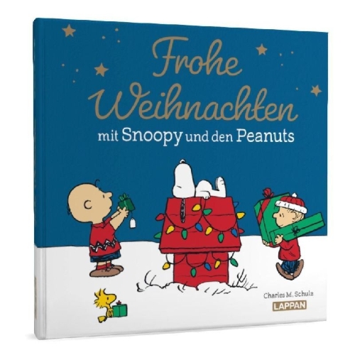 Buchcover und Innenansicht für das Buch: Peanuts Geschenkbuch: Frohe Weihnachten mit Snoopy und den Peanuts