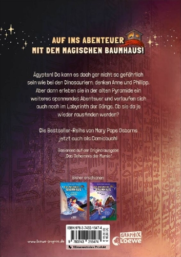 Buchcover und Innenansicht für das Buch: Das magische Baumhaus (Comic-Buchreihe, Band 3) - Das Geheimnis der Mumie