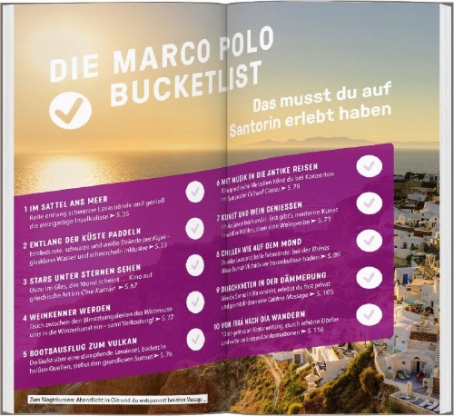 Buchcover und Innenansicht für das Buch: MARCO POLO Reiseführer Santorin