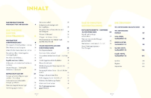 Buchcover und Innenansicht für das Buch: 10-Minuten-Gehirntraining