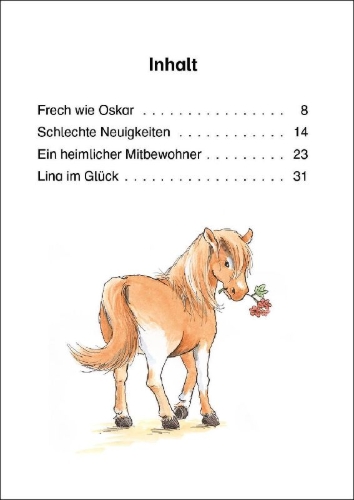 Buchcover und Innenansicht für das Buch: Leselöwen 1. Klasse - Das neue Pferd in der Reitschule