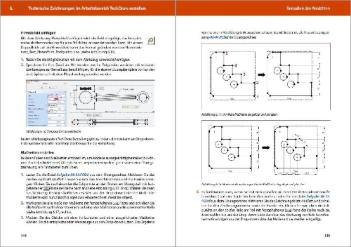 Buchcover und Innenansicht für das Buch: FreeCAD - 3D Modellierung, Architektur, Mechanik - Einstieg und Praxis - Viele praktische Beispiele - komplett in Farbe