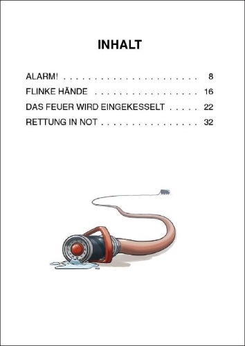 Buchcover und Innenansicht für das Buch: Leselöwen 1. Klasse - Achtung, Feuerwehr im Einsatz! (Großbuchstabenausgabe)