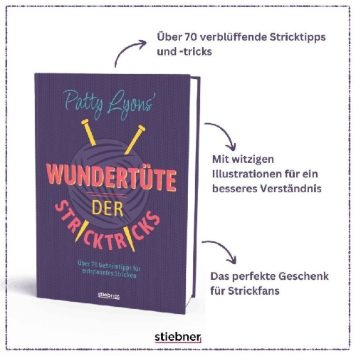 Buchcover und Innenansicht für das Buch: Patty Lyons' Wundertüte der Stricktricks