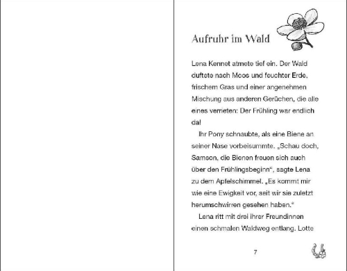 Buchcover und Innenansicht für das Buch: Ponyhof Apfelblüte (Band 22) - Lena und Samson retten den Wald