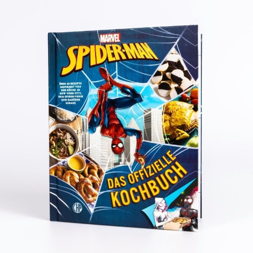 Buchcover und Innenansicht für das Buch: Marvel: Spider-Man: Das offizielle Kochbuch