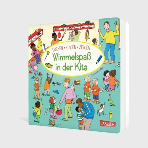 Buchcover und Innenansicht für das Buch: Wimmelspaß in der Kita
