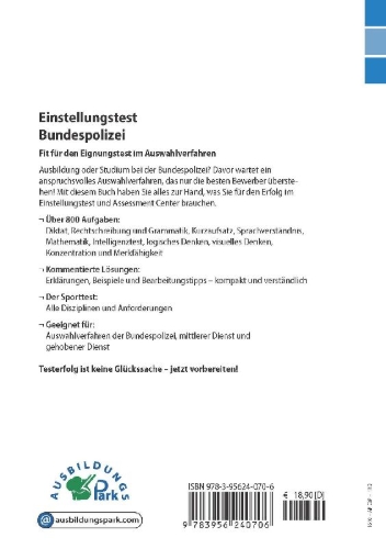 Buchcover und Innenansicht für das Buch: Einstellungstest Bundespolizei
