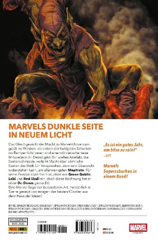 Buchcover und Innenansicht für das Buch: Bring on the Bad Guys: Doom (2025) #1; Bring on the Bad Guys: Green Goblin (2025) #1; Bring on the Bad Guys: Abomination (2025) #1; Bring on the Bad Guys: Loki (2025) #1; Bring on the Bad Guys: Red Skull (2025) #1; Bring on the Bad Guys: Dormammu (2025) #1; Bring on the Bad Guys: Mephisto (2025) #1