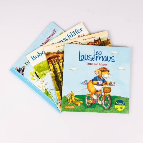 Buchcover und Innenansicht für das Buch: Maxi-Pixi-4er-Set 127: Draußen unterwegs (4x1 Exemplar)
