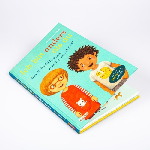 Buchcover und Innenansicht für das Buch: Ich bin anders als du - Ich bin wie du: Das große Bilderbuch zum Vor- und Mitlesen