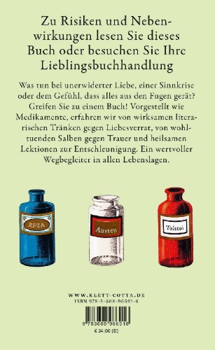 Buchcover und Innenansicht für das Buch: Die literarische Hausapotheke
