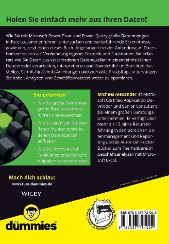 Buchcover und Innenansicht für das Buch: Excel Power Pivot und Power Query für Dummies