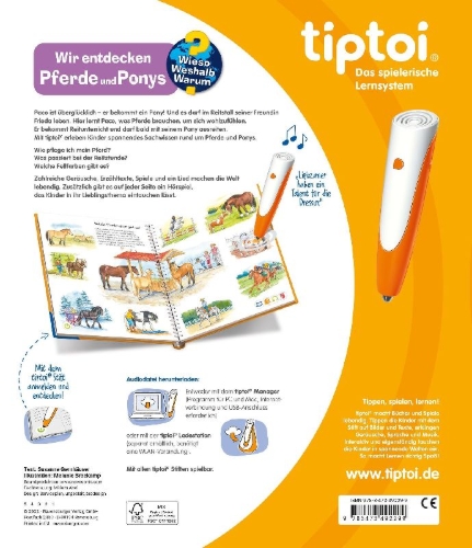 Buchcover und Innenansicht für das Buch: tiptoi® Wieso? Weshalb? Warum? Wir entdecken Pferde und Ponys