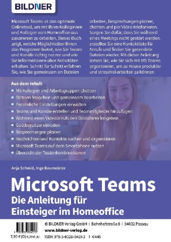 Buchcover und Innenansicht für das Buch: Microsoft Teams - Die Anleitung für Einsteiger im Homeoffice
