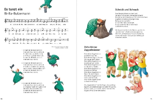 Buchcover und Innenansicht für das Buch: Lieder, Reime, Fingerspiele