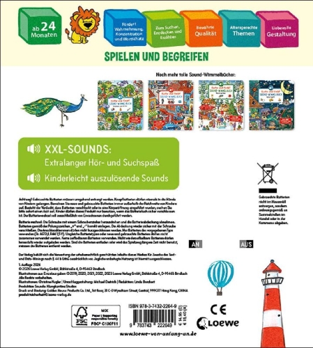 Buchcover und Innenansicht für das Buch: Suche und finde! Sound-Wimmelbuch - In der Natur