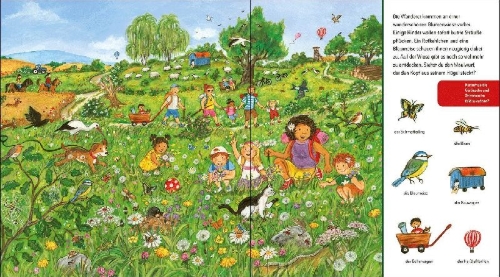 Buchcover und Innenansicht für das Buch: Suche und finde! Sound-Wimmelbuch - In der Natur