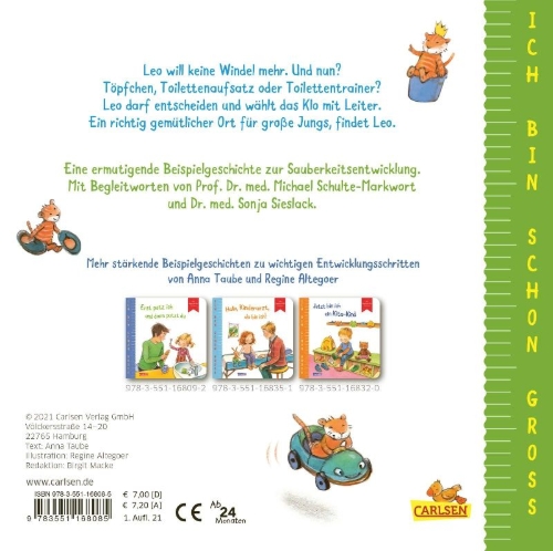 Buchcover und Innenansicht für das Buch: Ich bin schon groß: Tschüss, Windel! Hallo, Klo!