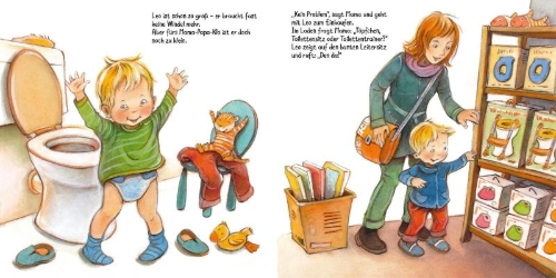 Buchcover und Innenansicht für das Buch: Ich bin schon groß: Tschüss, Windel! Hallo, Klo!