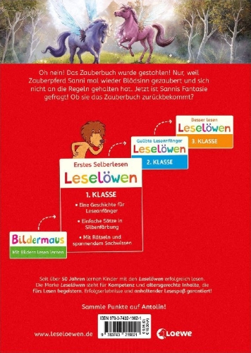 Buchcover und Innenansicht für das Buch: Leselöwen 1. Klasse - Die Magie der Zauberpferde