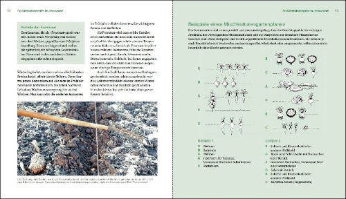 Buchcover und Innenansicht für das Buch: Gesunder Garten durch Mischkultur