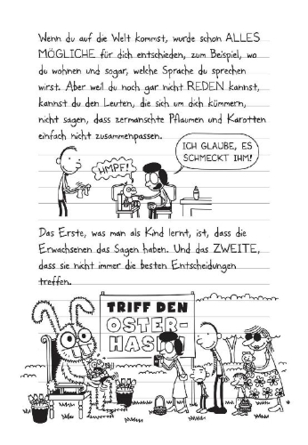 Buchcover und Innenansicht für das Buch: Diary of a Wimpy Kid