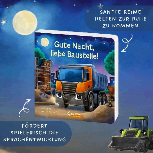 Buchcover und Innenansicht für das Buch: Gute Nacht, liebe Baustelle!