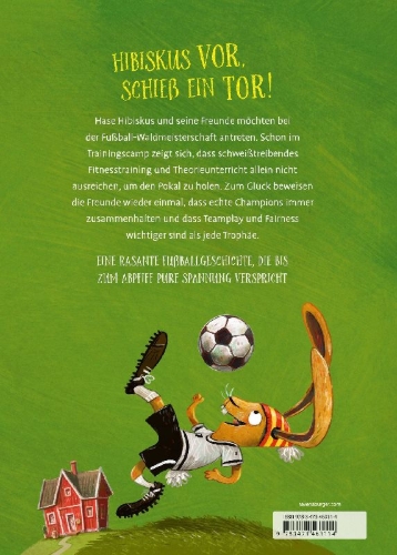 Buchcover und Innenansicht für das Buch: Hase Hibiskus und die Fußball-Waldmeisterschaft