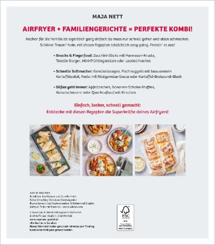 Buchcover und Innenansicht für das Buch: Airfryer Familienrezepte