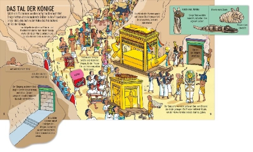 Buchcover und Innenansicht für das Buch: Aufklappen und Entdecken: Mumien und Pyramiden im alten Ägypten