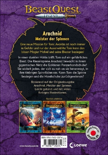 Buchcover und Innenansicht für das Buch: Beast Quest Legend (Band 11) - Arachnid, Meister der Spinnen
