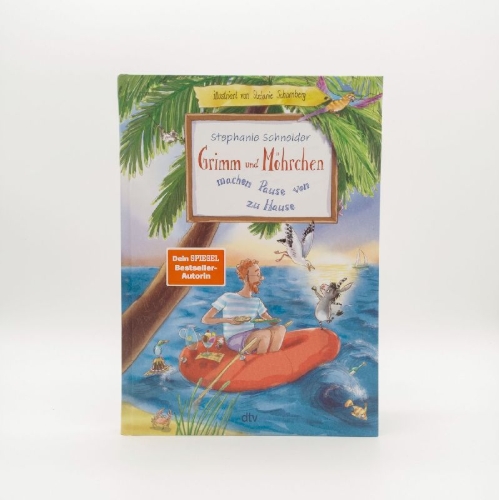 Buchcover und Innenansicht für das Buch: Grimm und Möhrchen machen Pause von zu Hause