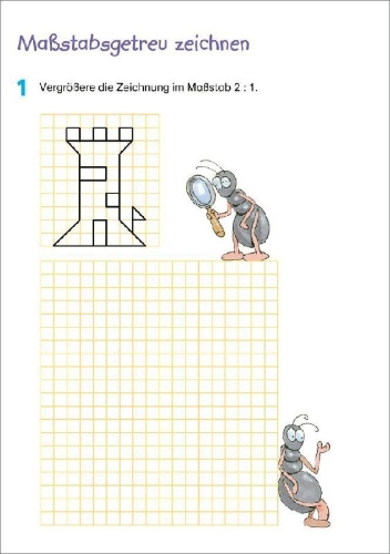 Buchcover und Innenansicht für das Buch: Fit für Mathe 4. Klasse. Mein 5-Minuten-Block