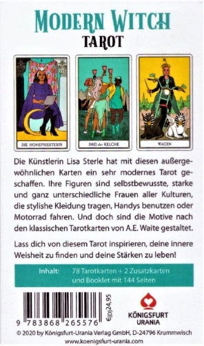 Buchcover und Innenansicht für das Buch: Modern Witch Tarot (Deutsch)