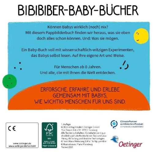 Buchcover und Innenansicht für das Buch: BiBiBiber hat da mal 'ne Frage. Warum können Babys nix? Mensch & Gesicht