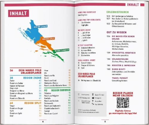 Buchcover und Innenansicht für das Buch: MARCO POLO Reiseführer Kroatische Küste Dalmatien
